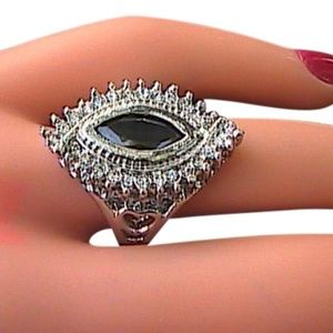 14k White Gold Filled Black Onyx White Topaz (#6)